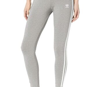 Adidas Heather Gray Tights 3 Stripes